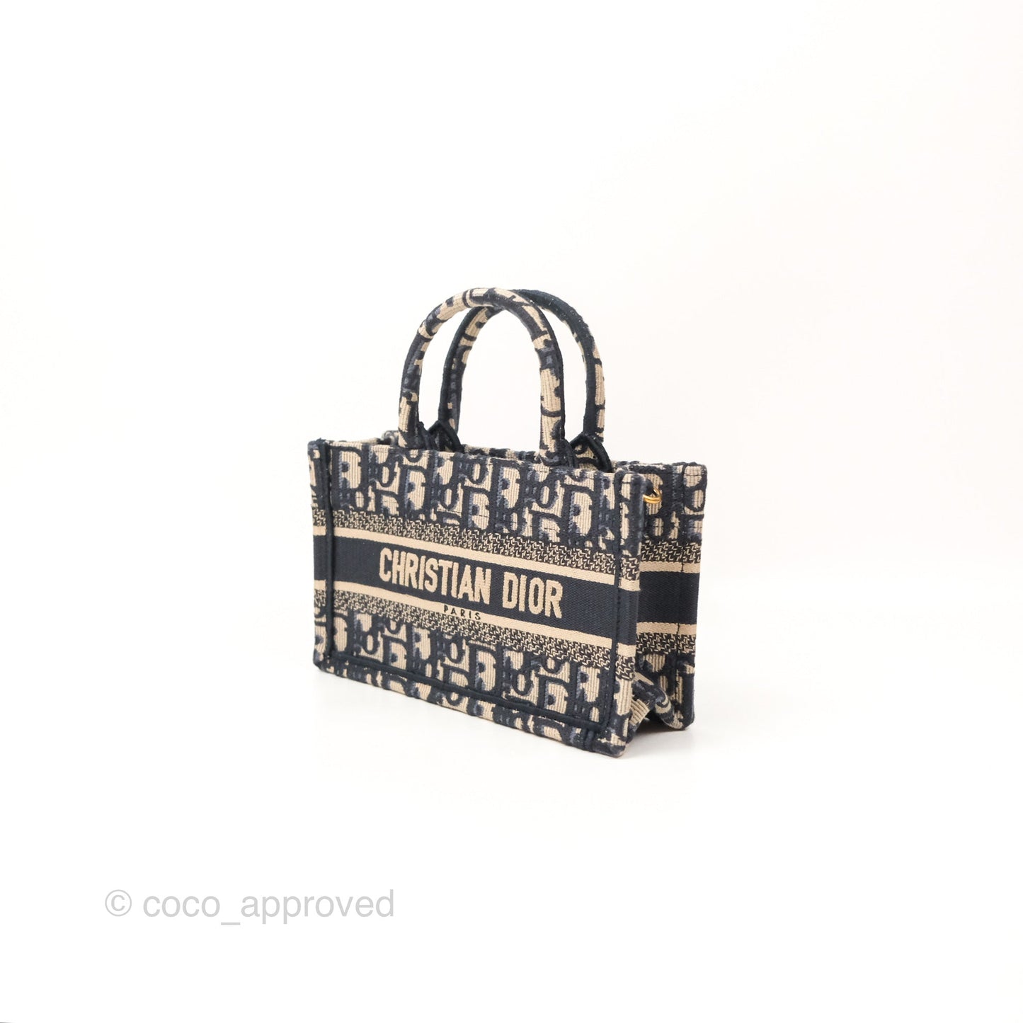 Dior Mini Book Tote With Strap Oblique Blue