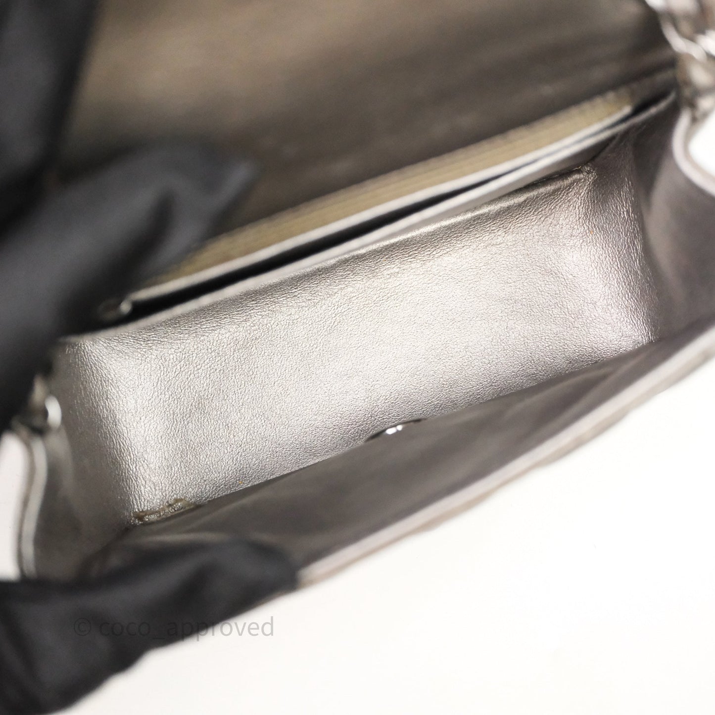 Chanel Mini Square Metallic Dark Grey Lambskin Dark Silver Hardware
