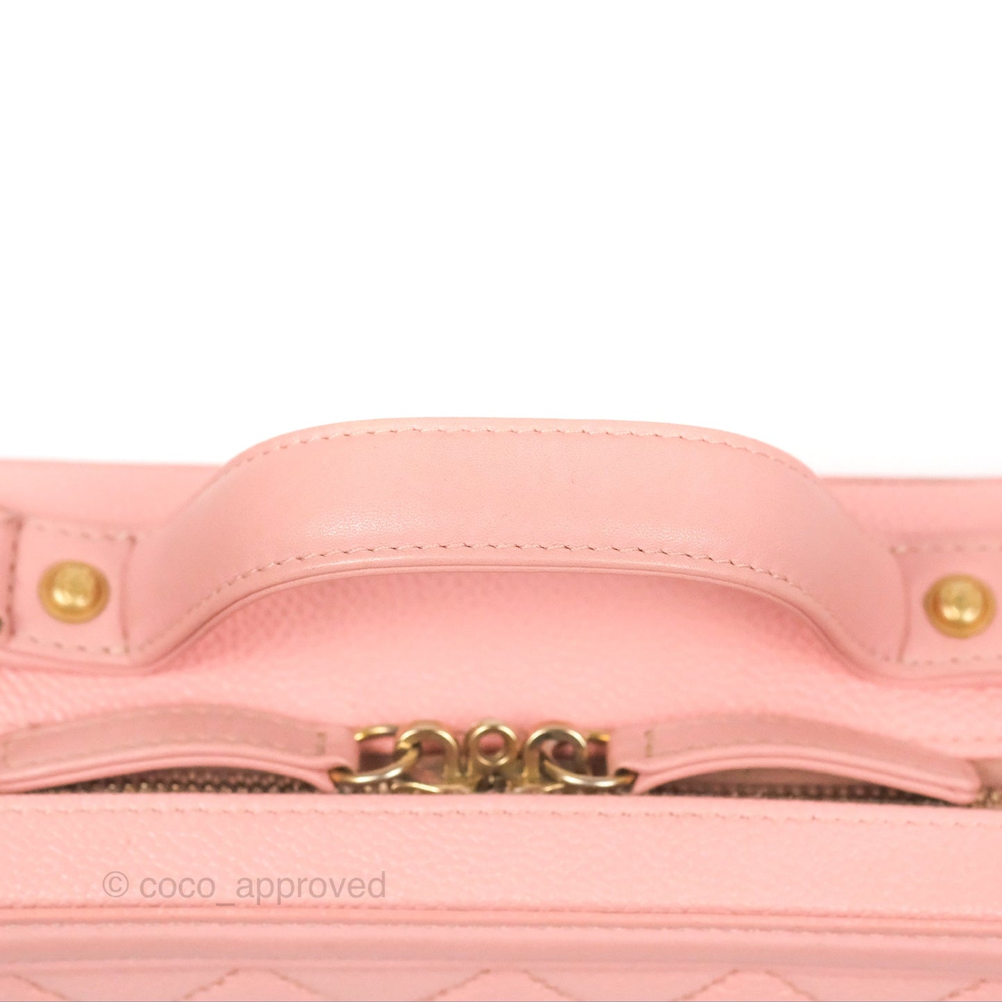 Chanel Quilted Medium CC Filigree Vanity Case Pink Caviar Gold Hardware