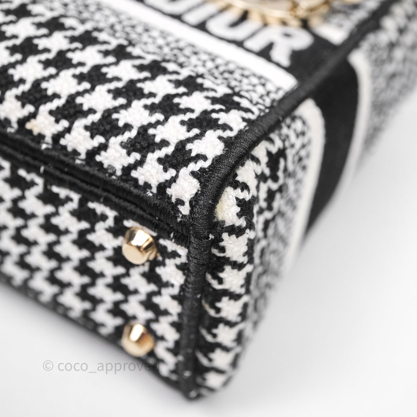 Christian Dior Mini Lady D-Lite Bag Black White Houndstooth