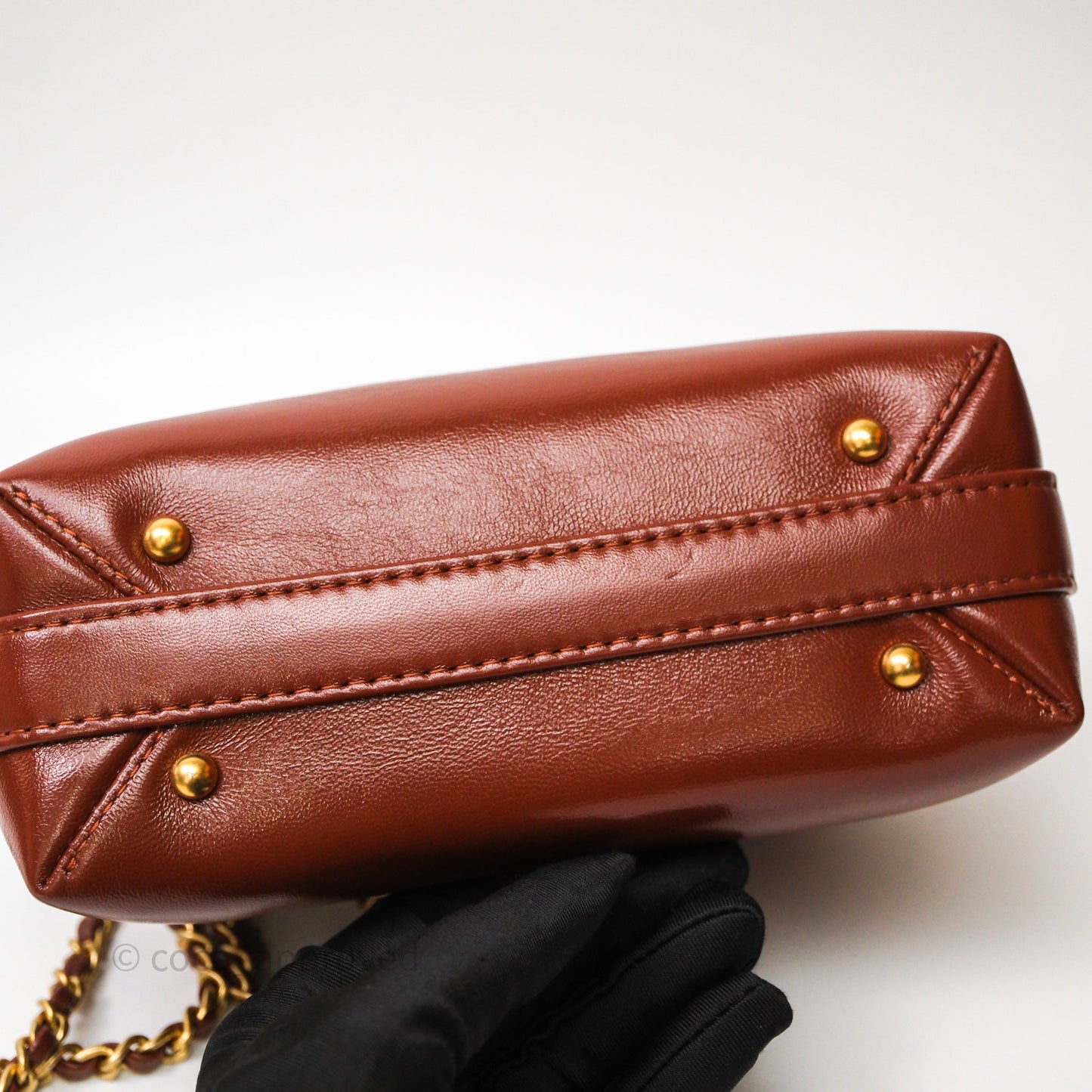 Chanel Mini Cocodoc Doctor Bag Quilted Brown Shiny Lambskin Aged Gold Hardware 24A