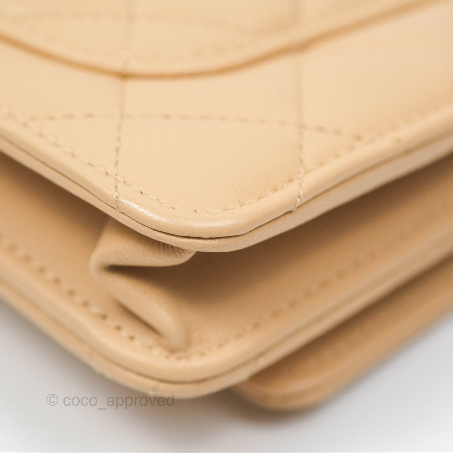 Chanel Quilted Pearl Crush Wallet on Chain WOC Beige Lambskin Aged Gold Hardware