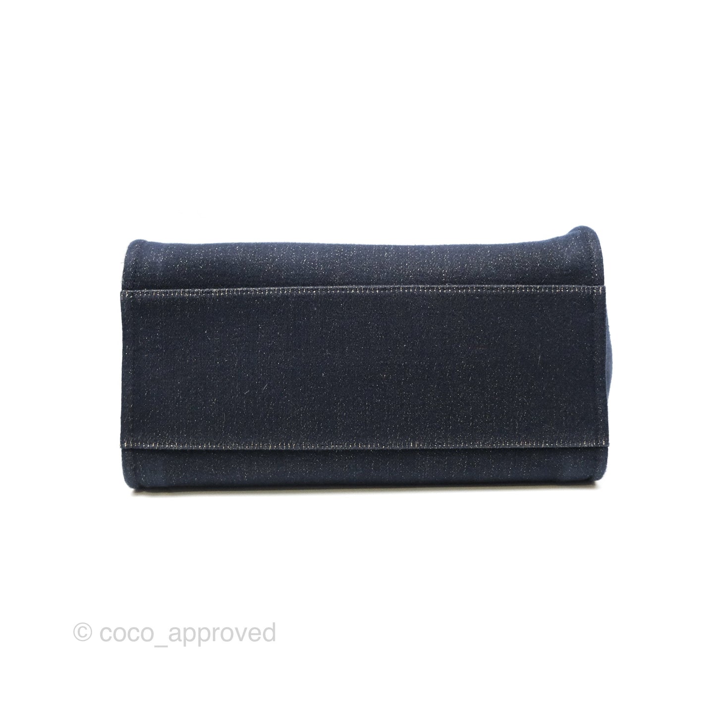 Chanel Large Deauville Navy Glitter Canvas Gold Hardware
