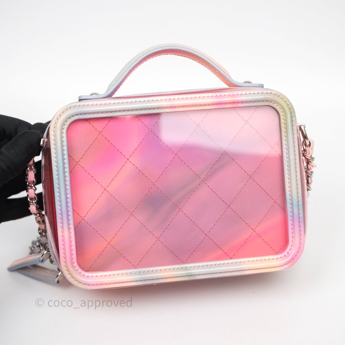 Chanel Filigree Pink Vanity Case PVC Silver Hardware