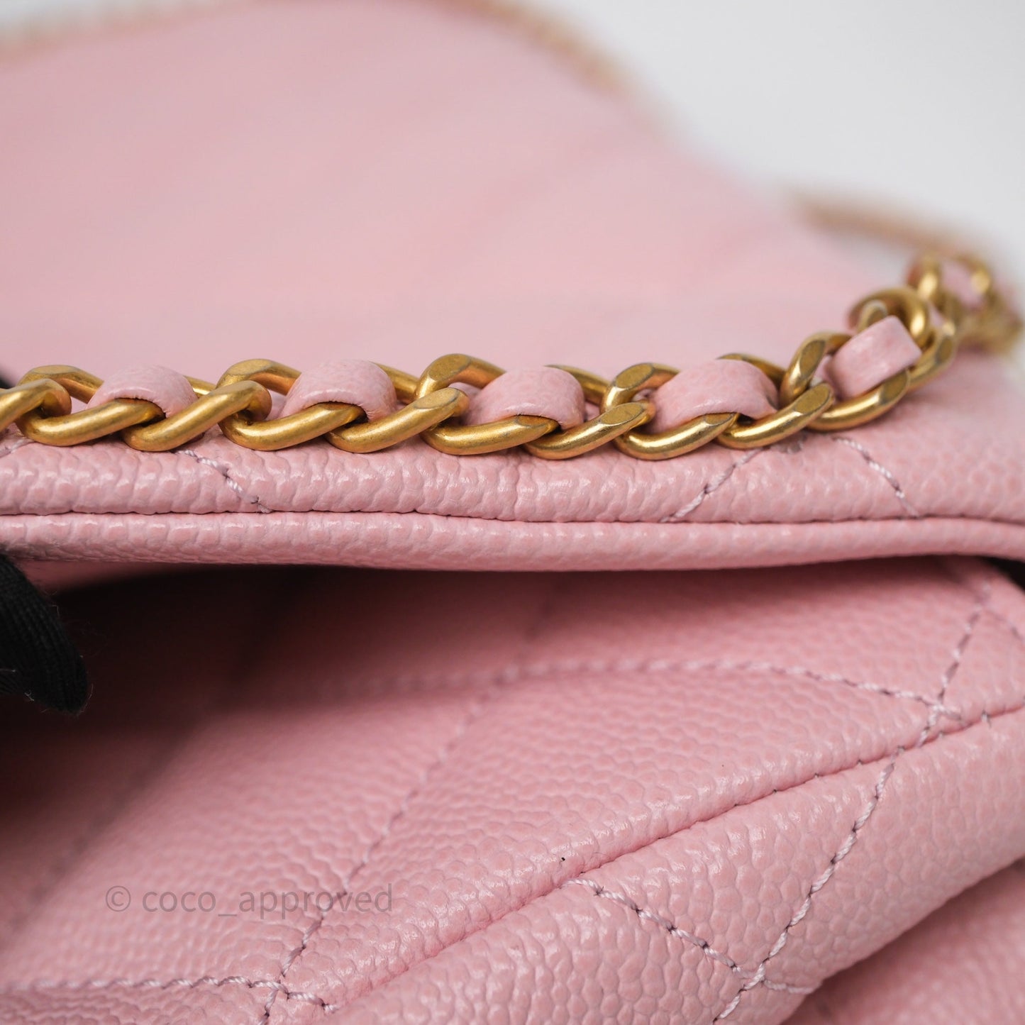 Chanel Chain Around Flap Bag Pink Caviar Aged Gold Hardware 22B
