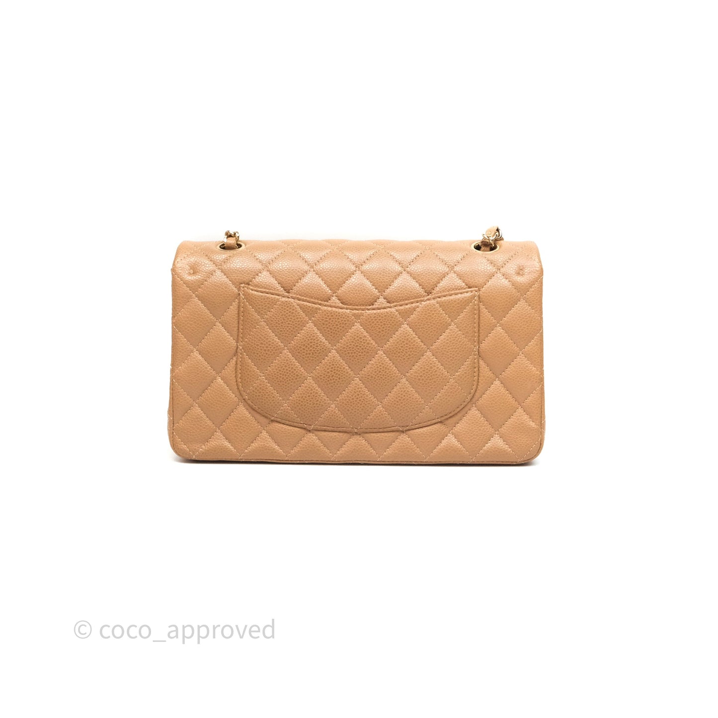 Chanel Classic M/L Medium Flap Quilted Beige Caviar Gold Hardware