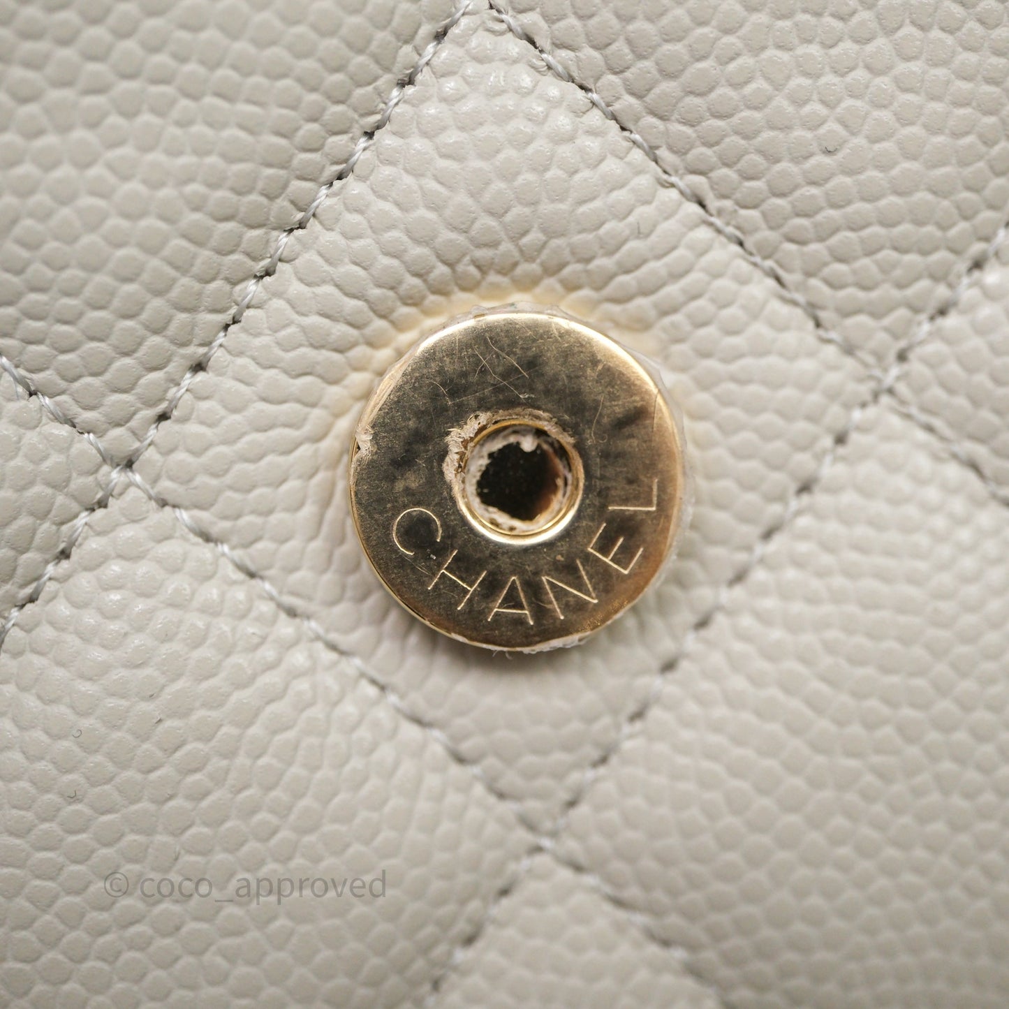 Chanel Quilted Wallet on Chain WOC Light Grey Caviar Gold Hardware 24S
