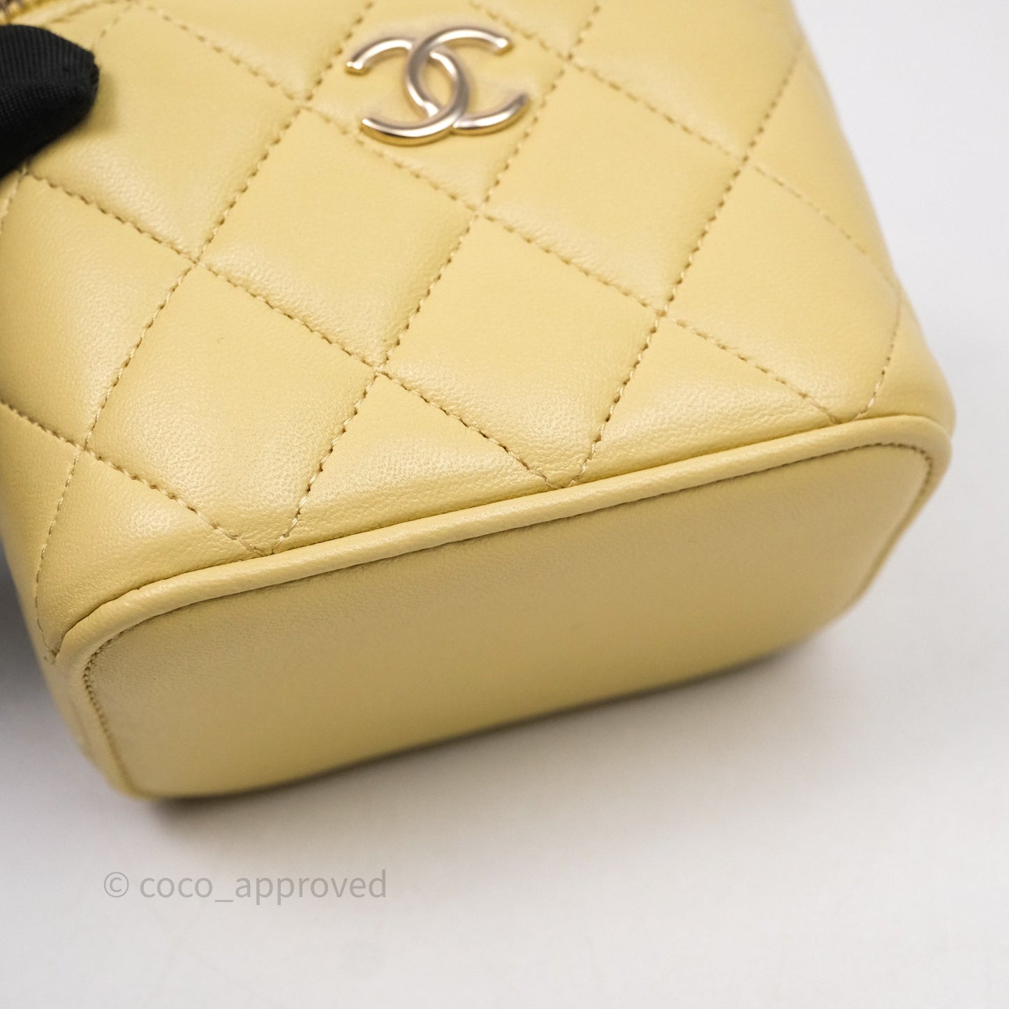 Chanel Mini Top Handle Vanity With Chain Yellow Lambskin Gold Hardware