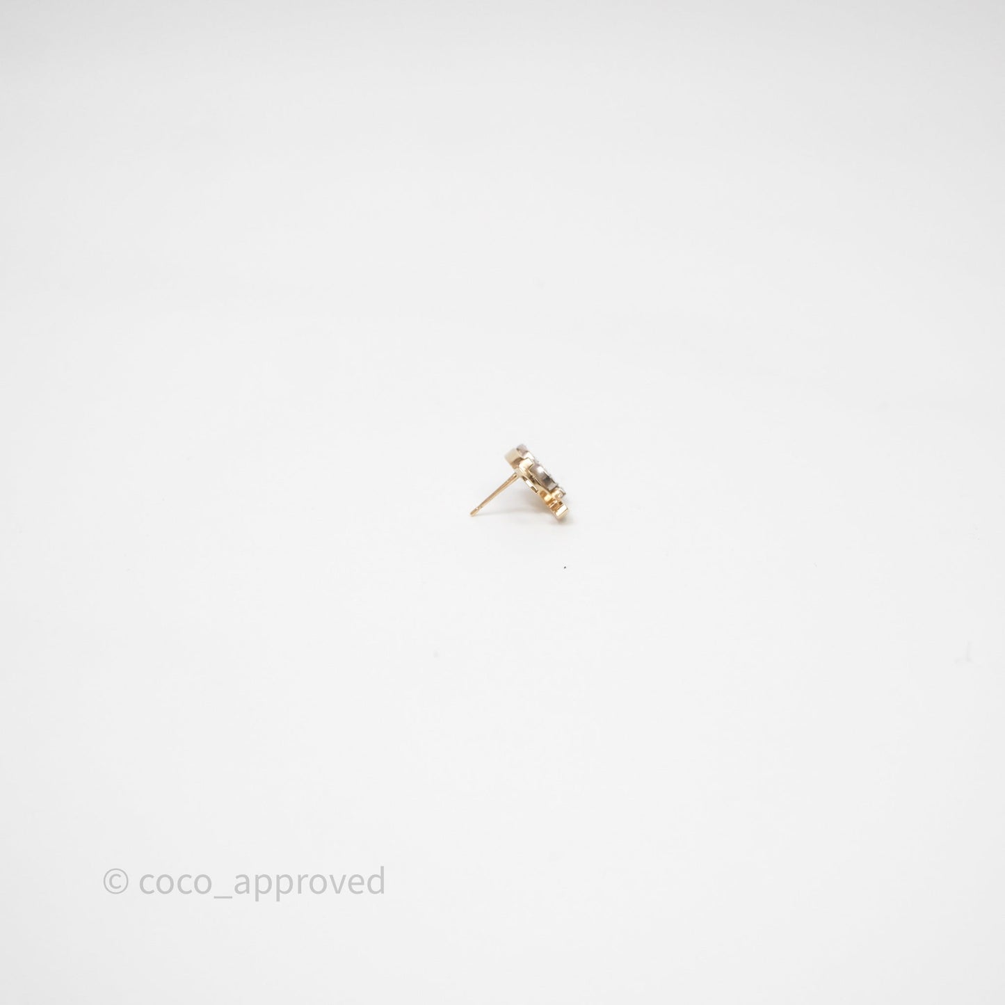 Chanel Double Crystal CC Earrings Silver & Gold Tone 21A