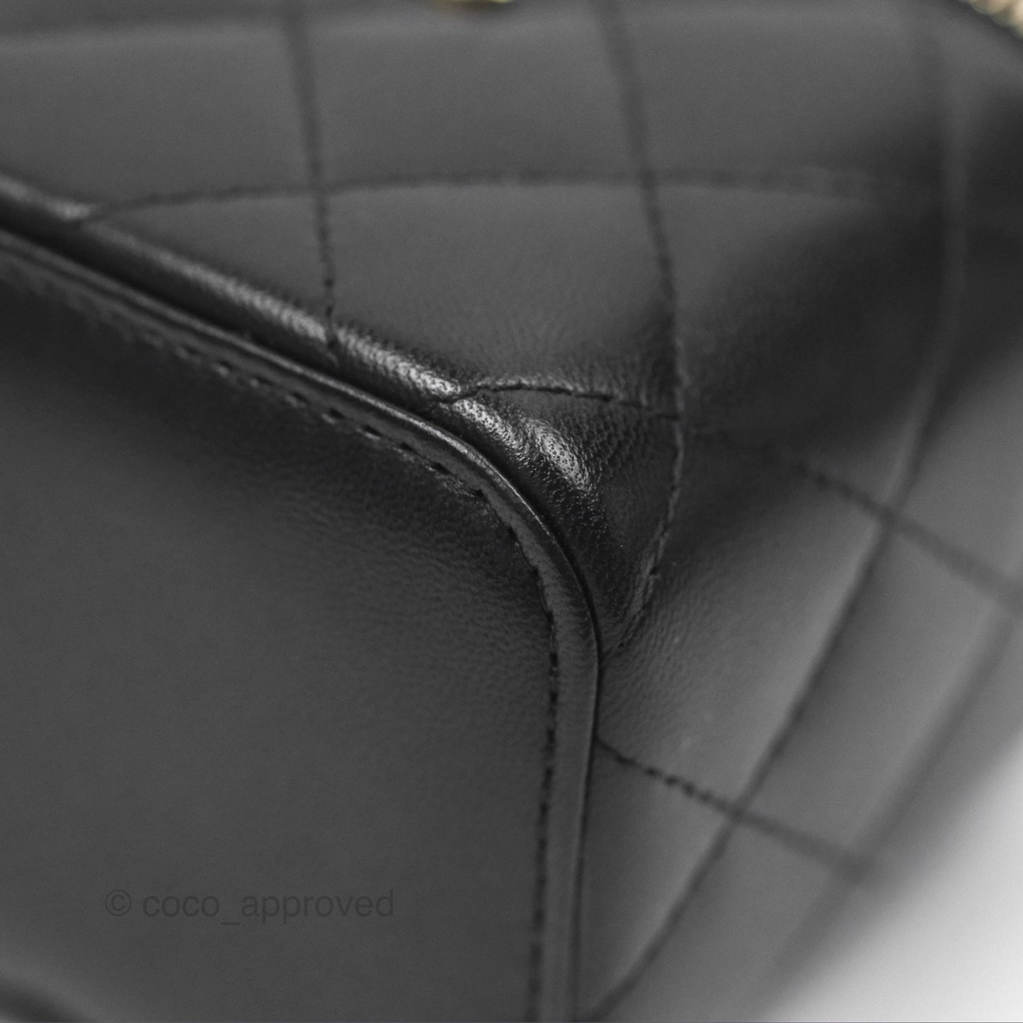 Chanel Mini Top Handle Vanity With Chain Black Lambskin Gold Hardware