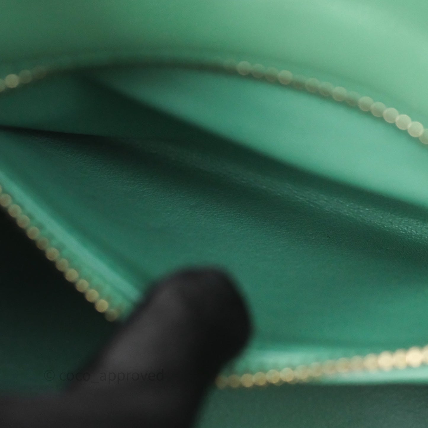 Chanel Pearl Crush Mini Square Quilted Green Lambskin Aged Gold Hardware