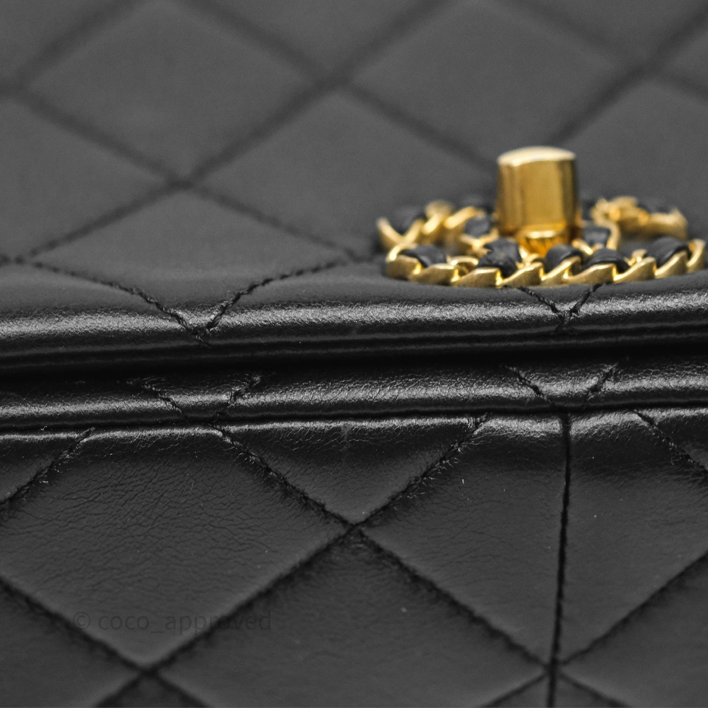 Chanel Flap Bag Black Lambskin Aged Gold Hardware 24P