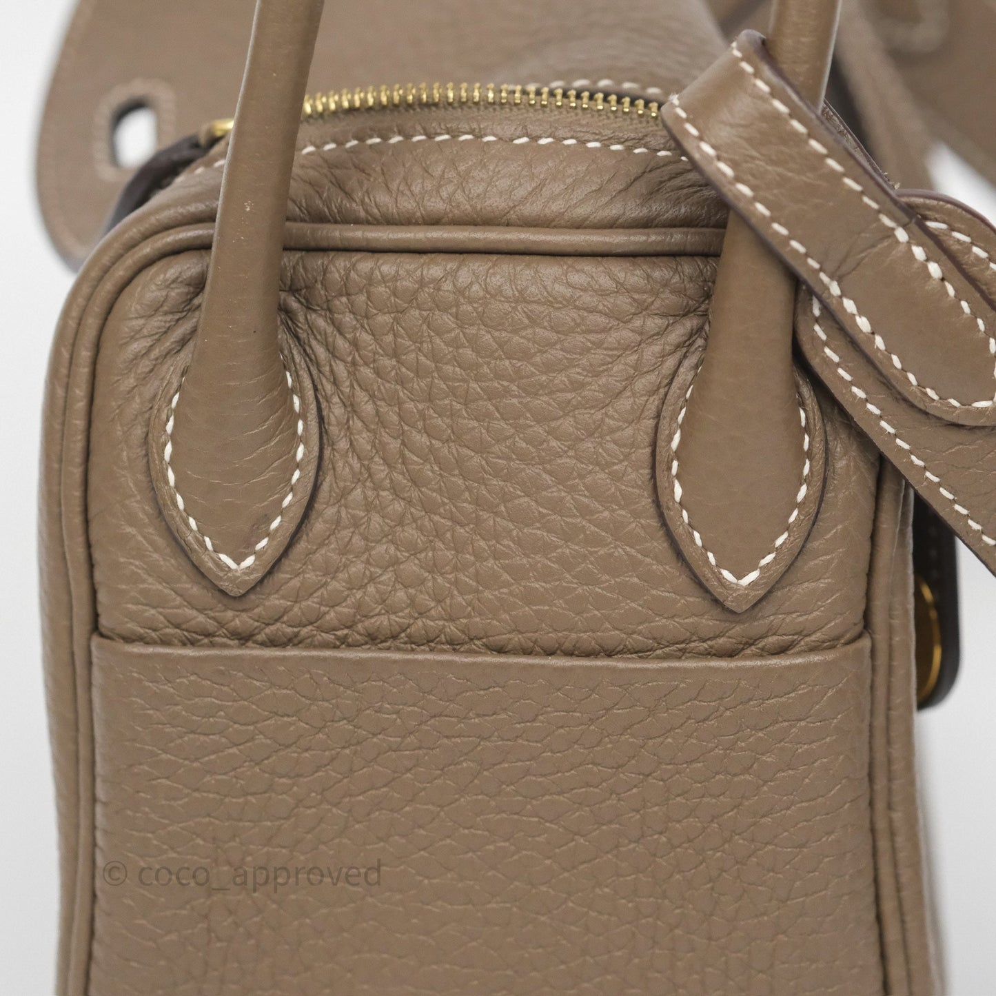 Hermès Mini Lindy 20 Etoupe 18 Clemence Gold Hardware