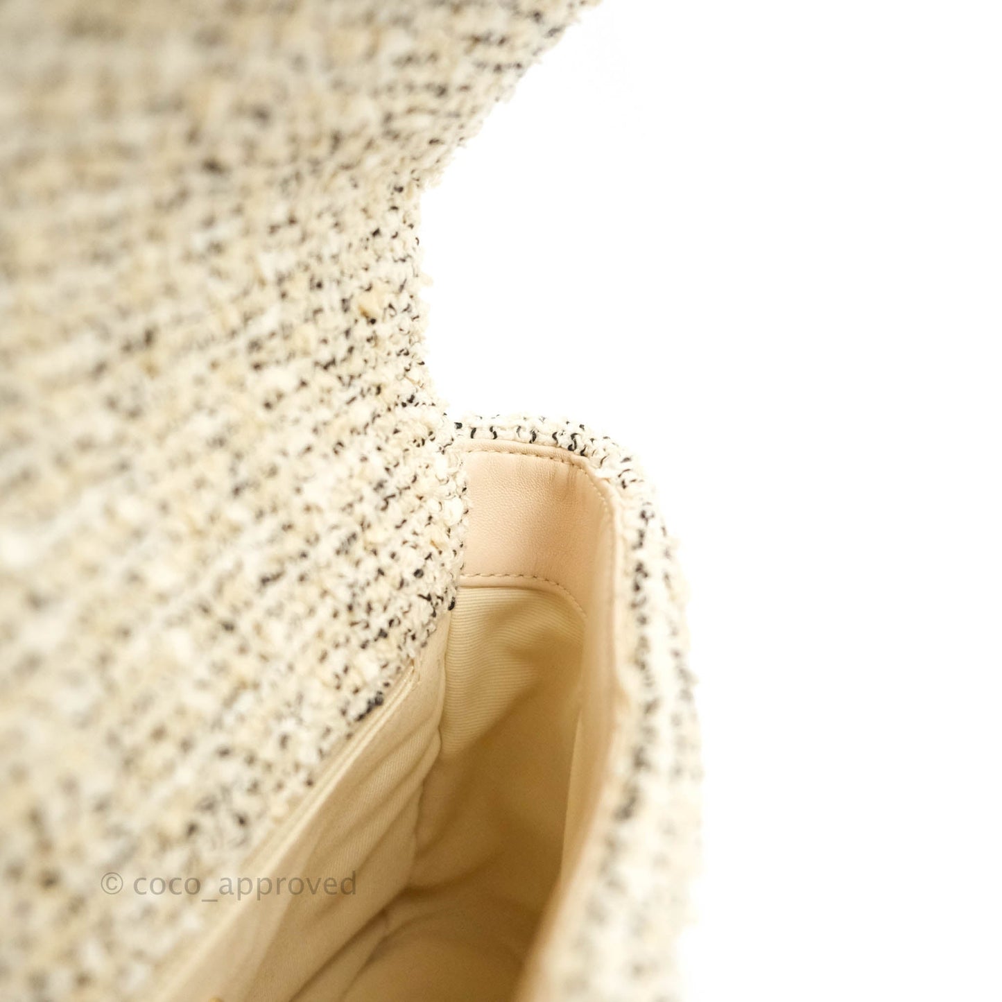 Chanel 19 Small Tweed Cream Mixed Hardware