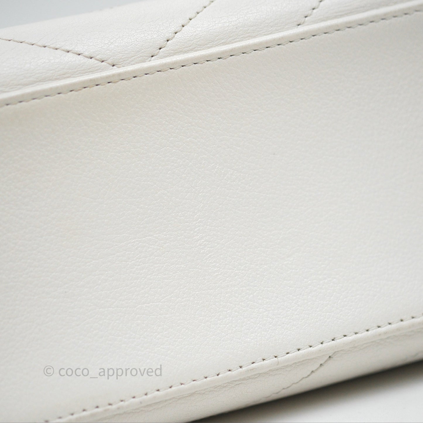 Chanel Small Chevron Chic Top Handle Flap White Calfskin Gold Hardware