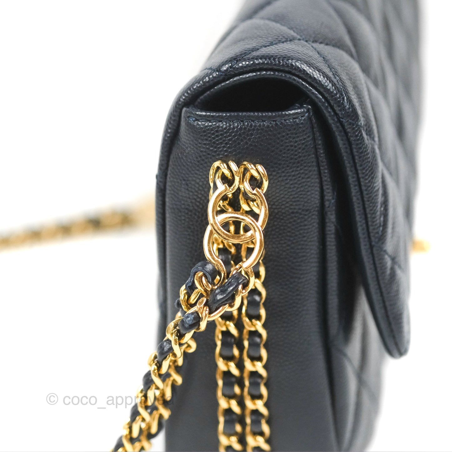 Chanel Quilted CC You Flap Navy Blue Caviar Gold Hardware 23C
