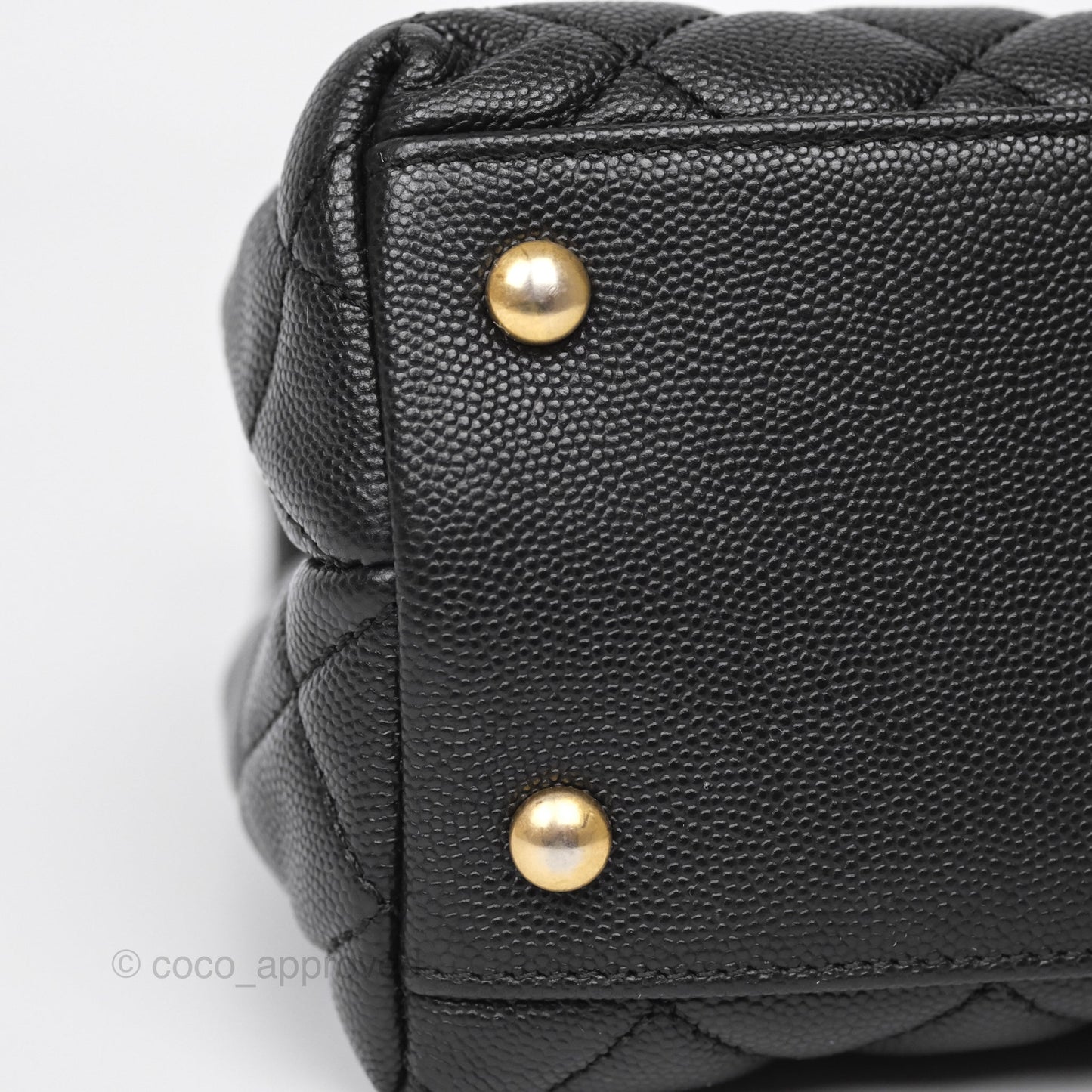 Chanel Medium Coco Handle Quilted Black Caviar Aged Gold Hardware