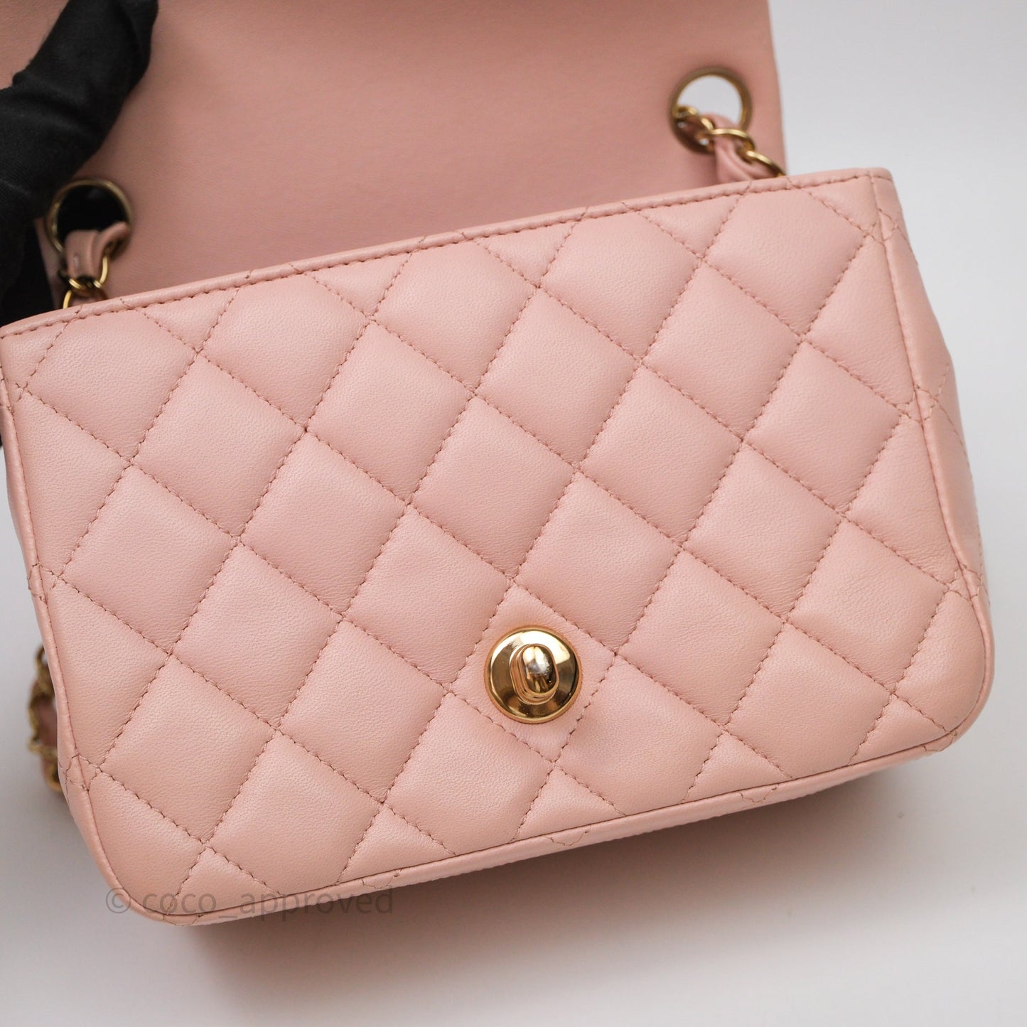Chanel Mini Square Flap Quilted Pink Lambskin Gold Hardware