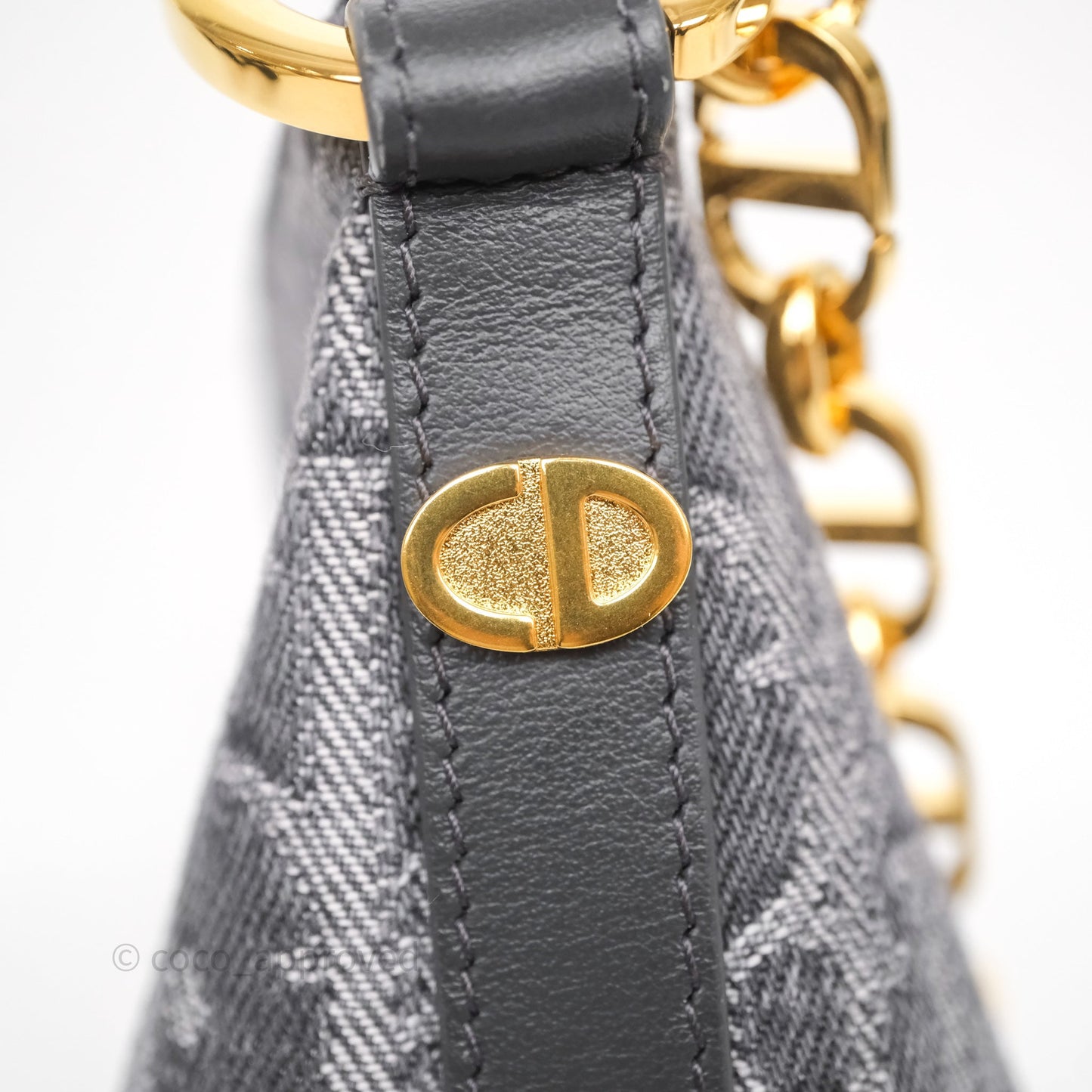 Christian Dior Diorstar Hobo Bag with Chain Gray Denim Dior Oblique Jacquard