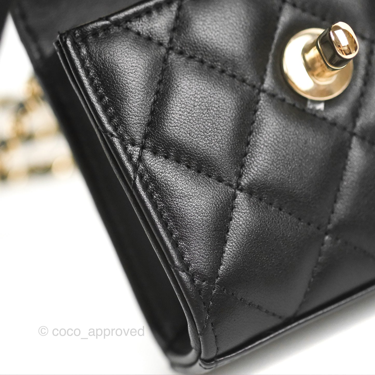 Chanel Mini Quilted Clutch With Chain Black Lambskin Gold Hardware