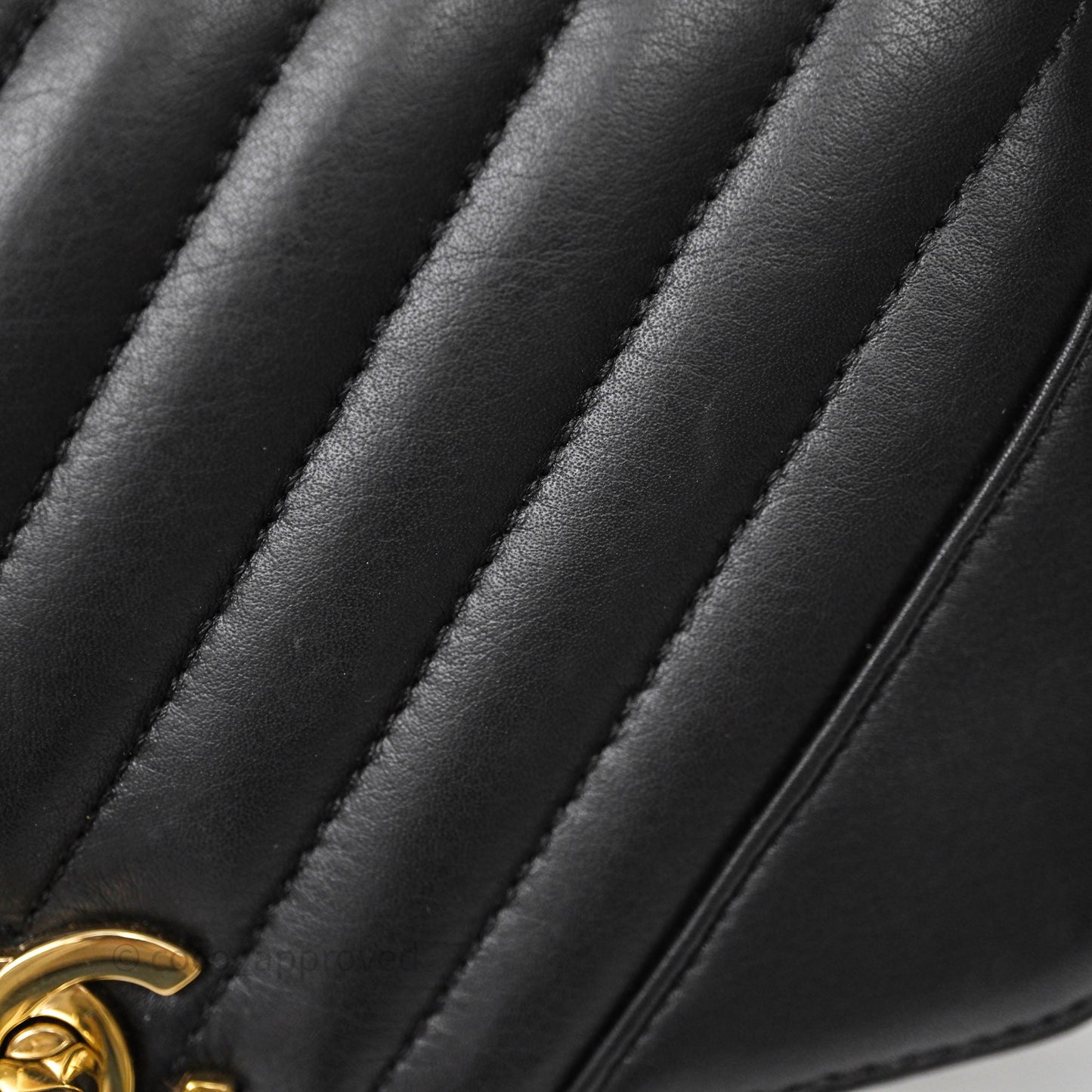 Chanel Small Statement Chevron Flap Bag Black Gold Hardware