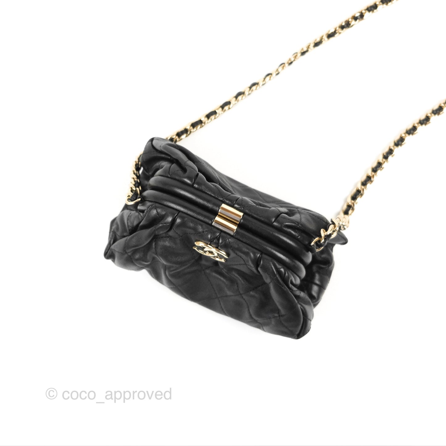 Chanel Black Clutch Bag Lambskin Gold Hardware