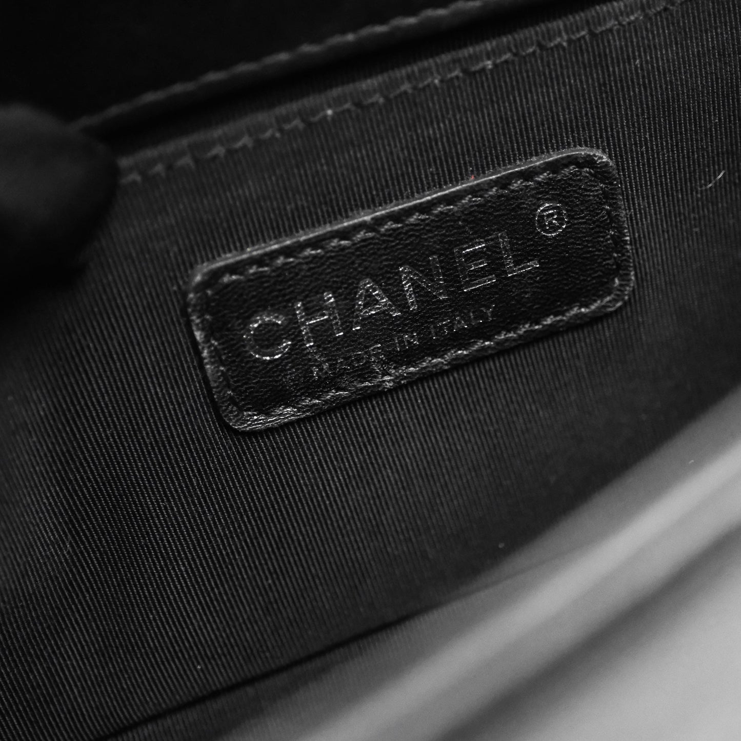 Chanel Small Boy Beaded Chevron Black Lambskin Silver Hardware