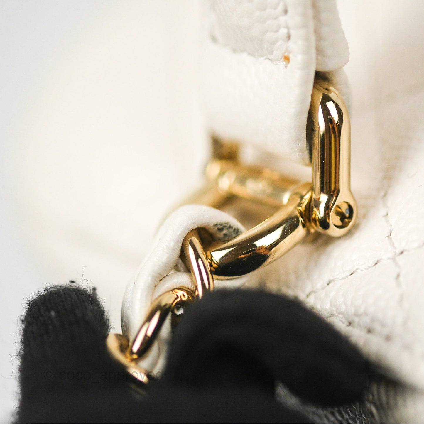 Chanel Quilted Top Handle Vanity Case White Caviar Gold Hardware