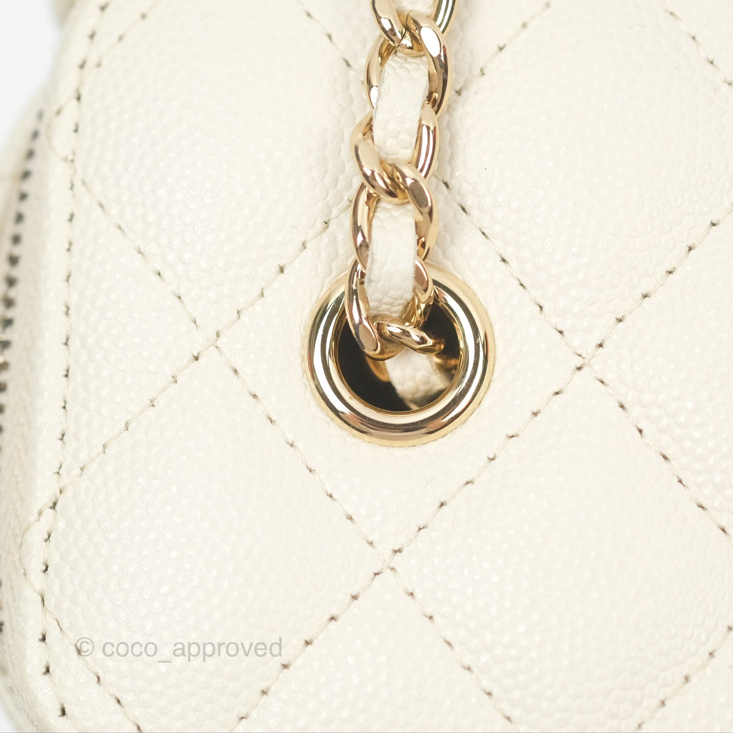 Chanel Classic Vanity With Chain Ivory Caviar Gold Hardware