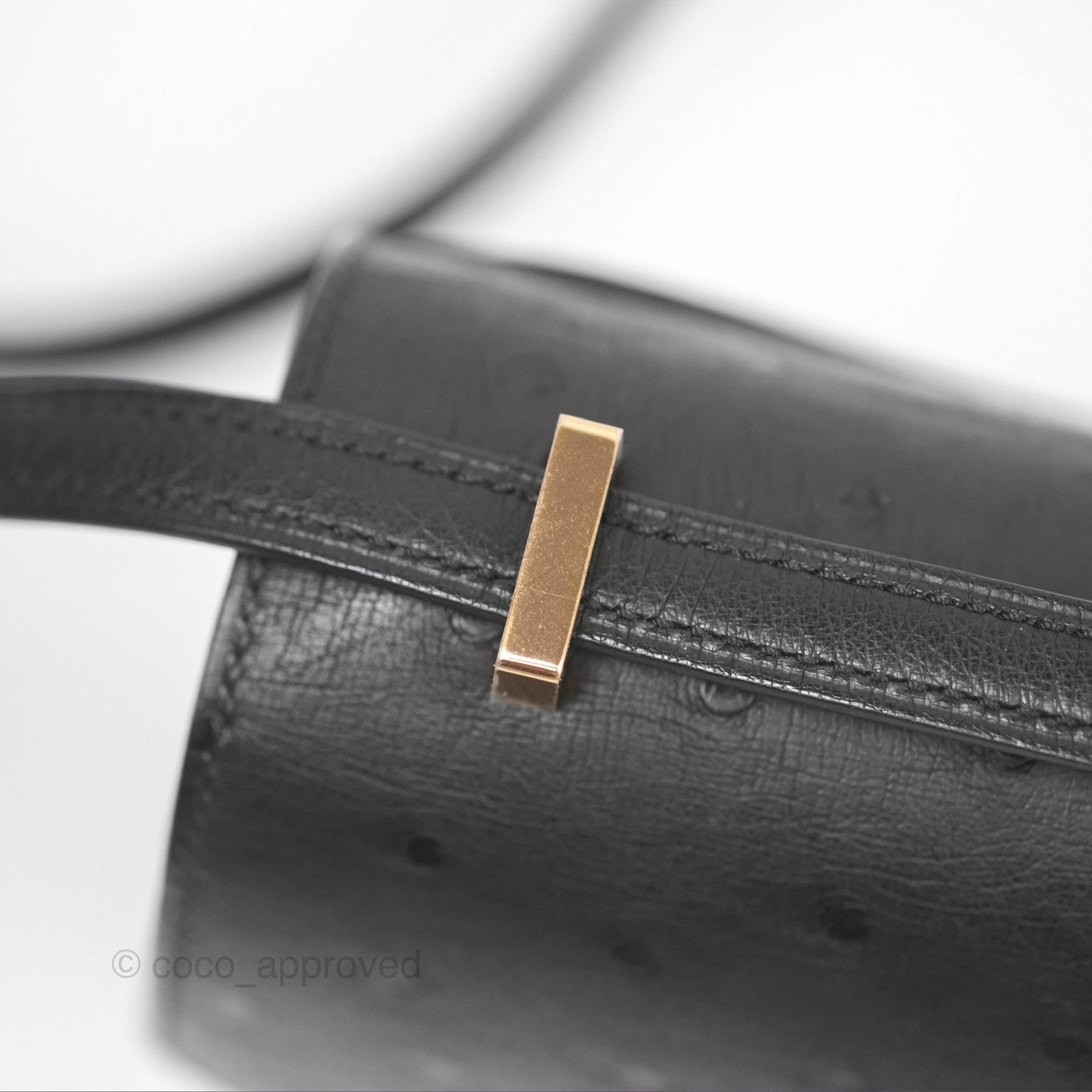 Hermès Constance Mini 18cm Noir 89 Ostrich Rose Gold Hardware