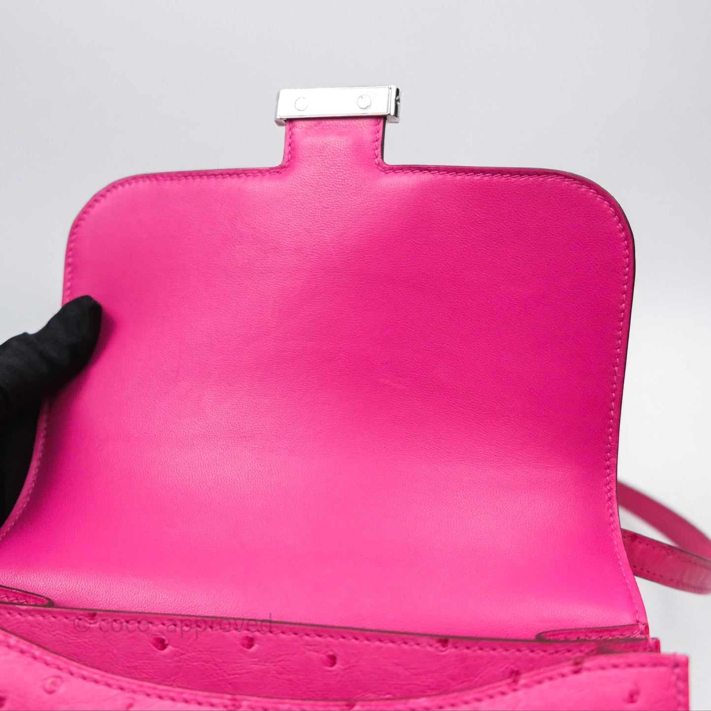 Hermès Constance Mini 18cm Rose Tyrien E5 Ostrich Palladium Hardware