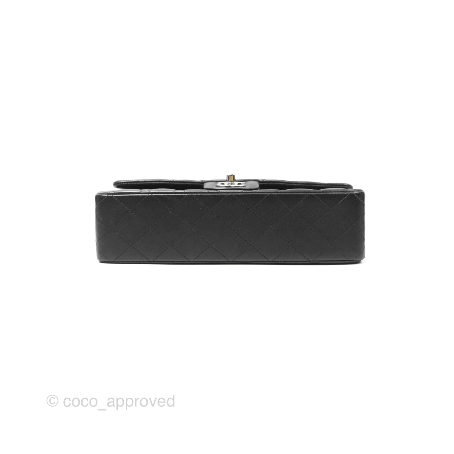 Chanel Classic M/L Medium Flap Quilted Black Lambskin Silver Hardware