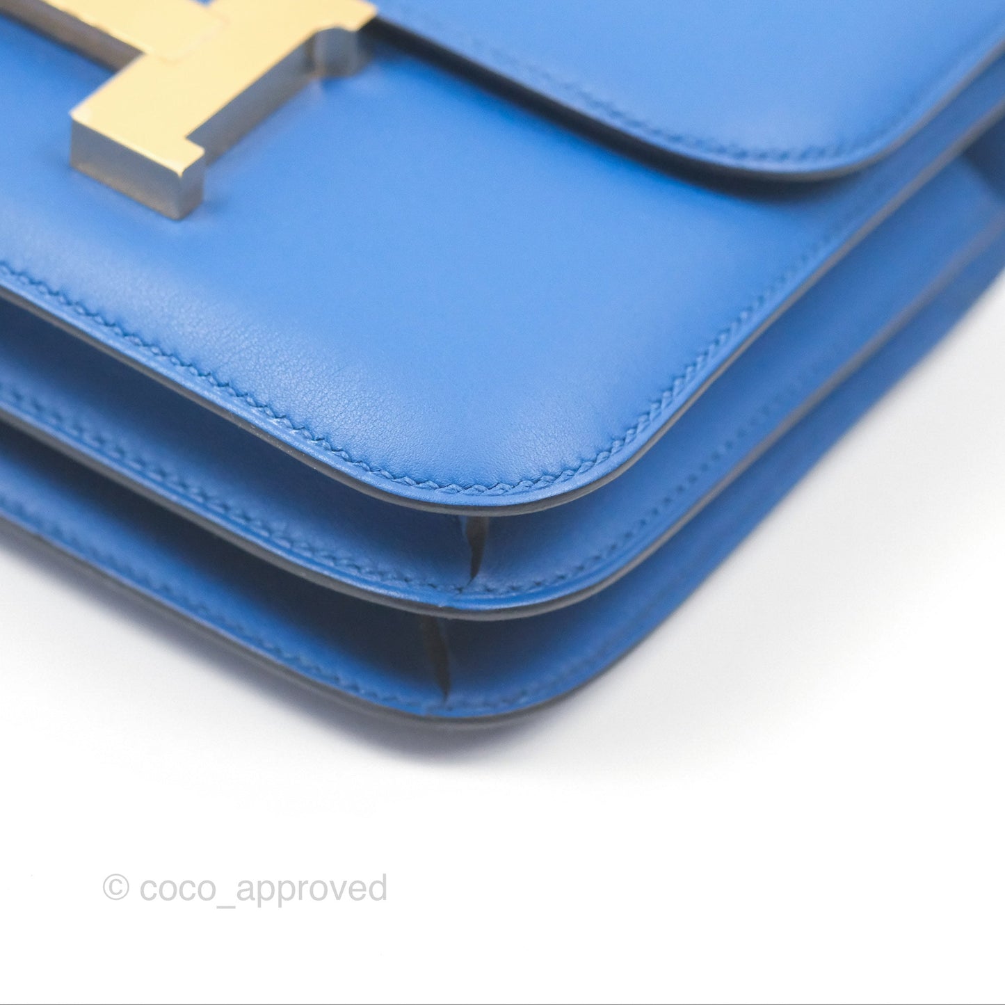 Hermès Constance Mini 18cm Mirror Bleu France 71 Swift Gold Hardware