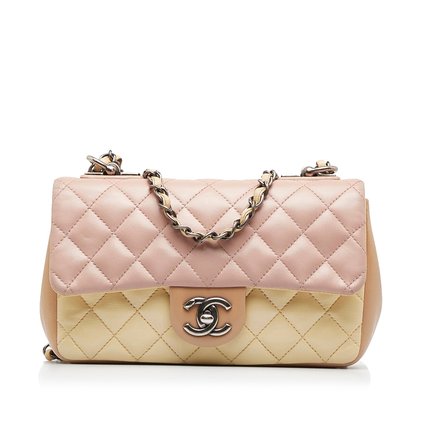 CHANEL Small Lambskin Tricolor Single Flap Shoulder Bag