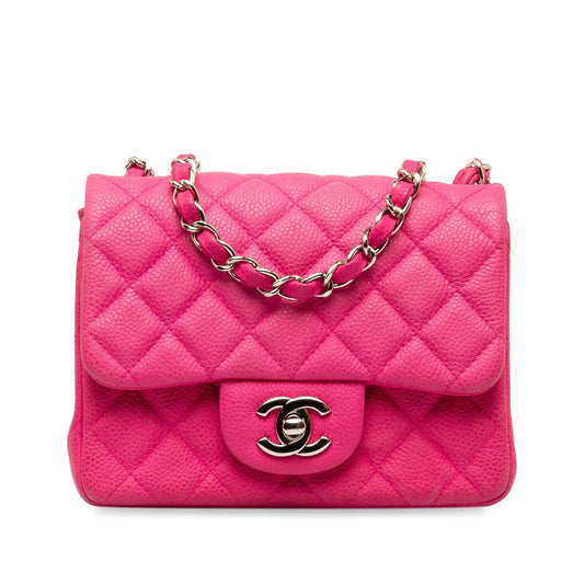 Luxury Chanel Classic Single Flap Mini Square Pink Caviar Gold