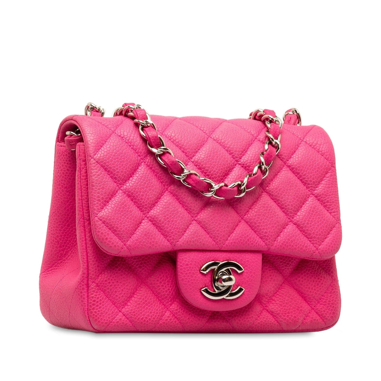 Luxury Chanel Classic Single Flap Mini Square Pink Caviar Gold