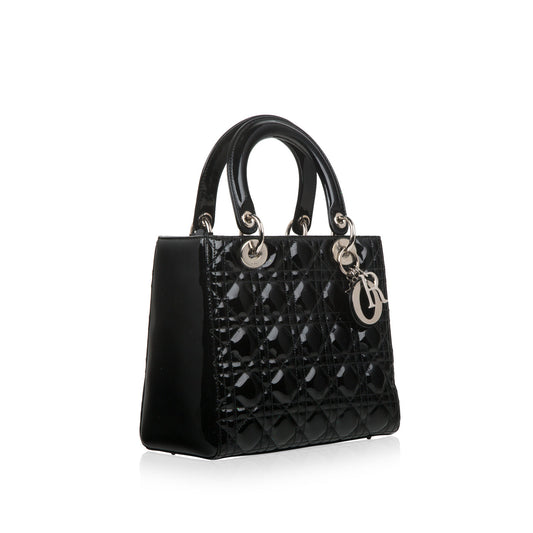 Luxury Dior Lady Luxury Dior Black Patent Leather Medium