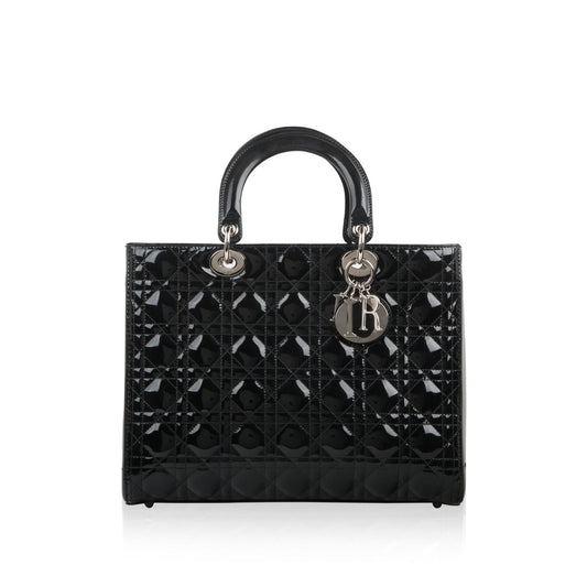 Luxury Dior Lady Luxury Dior Black Patent Leather Large