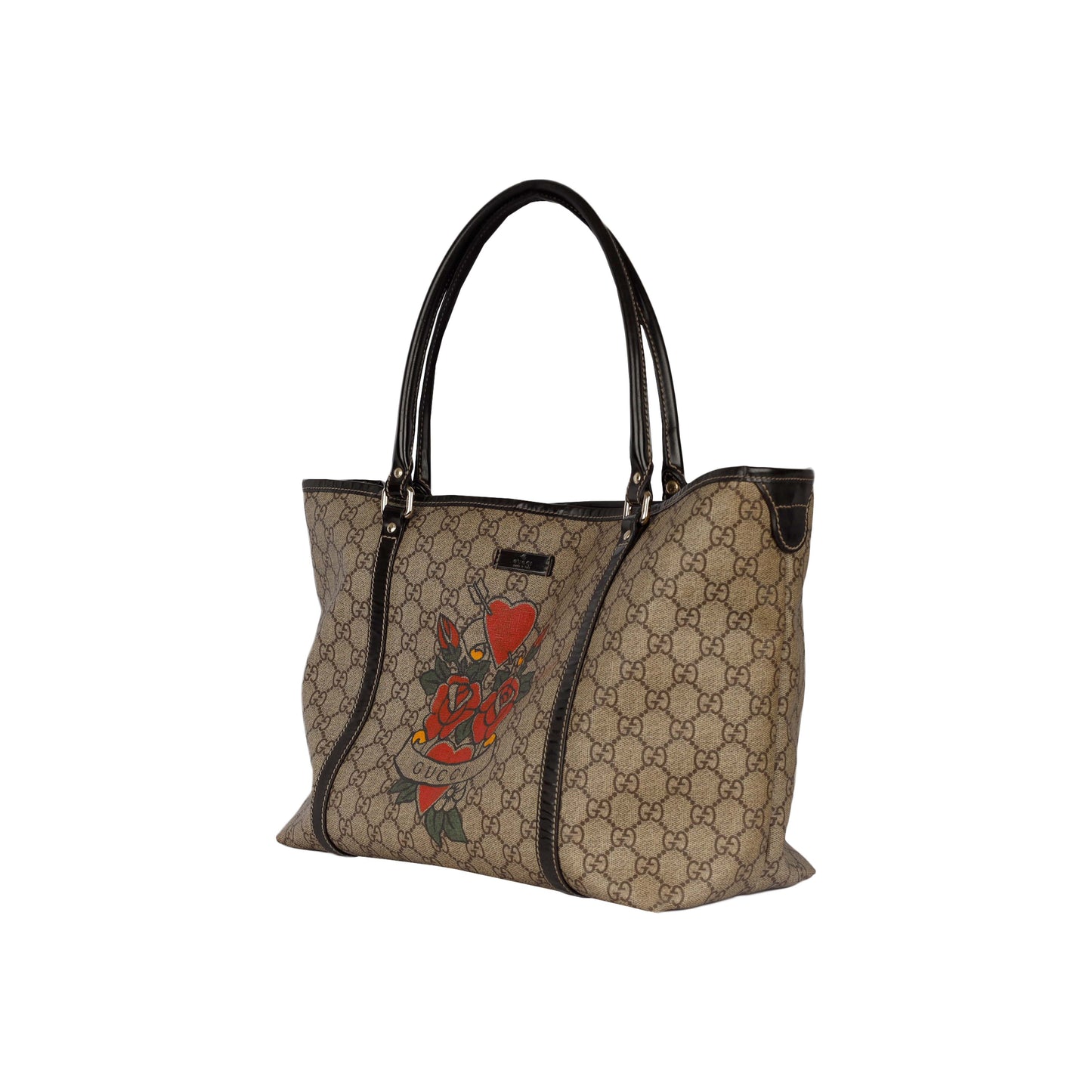 Luxury Gucci Trending 2025 Monogram Canvas Tattoo Heart Tote Bag - '10s