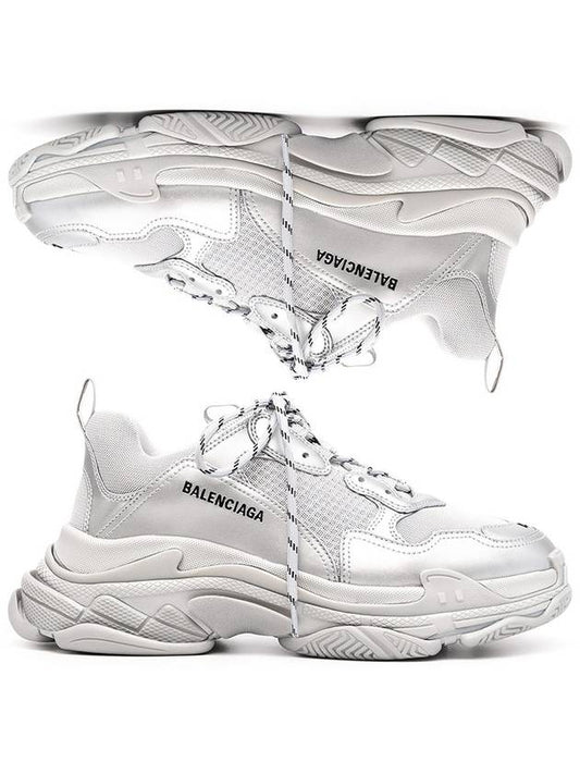 Luxury Balenciaga Triple S Low Top Sneakers Silver Metallic