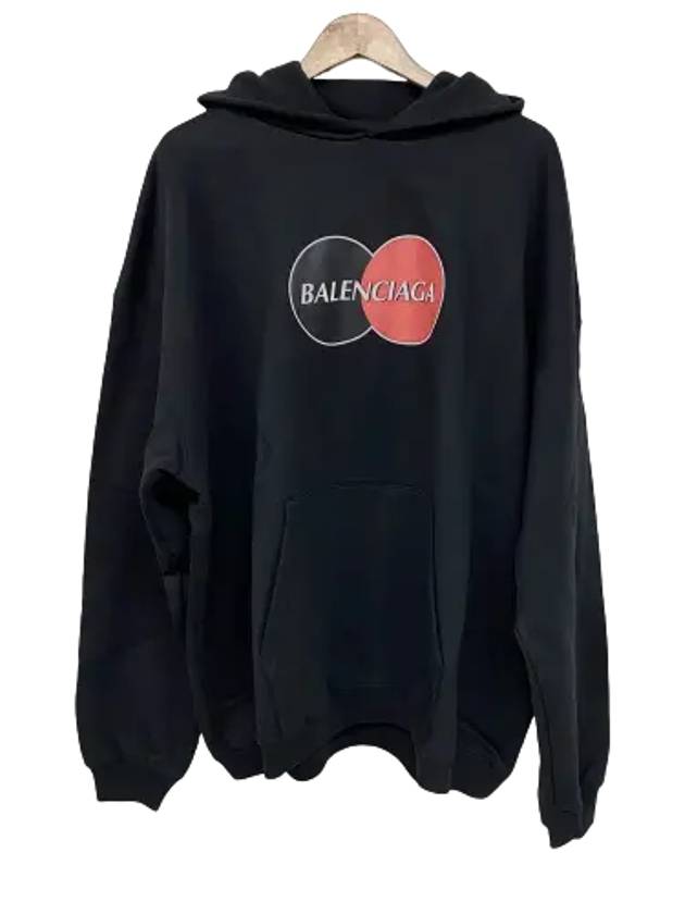 Luxury Balenciaga Logo Print Over Fit Hoodie Black