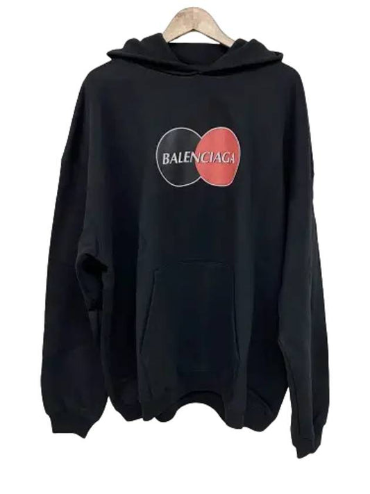 Luxury Balenciaga Logo Print Over Fit Hoodie Black