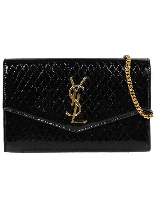 Luxury Saint Laurent Envelope Mini Chain Wallet Black