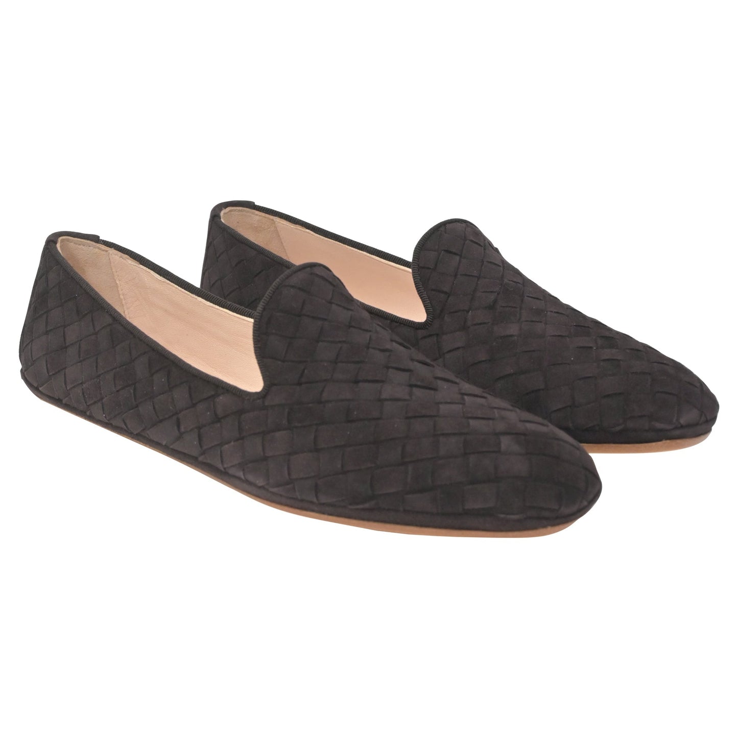Luxury Bottega Veneta Fiandra Intrecciato Weave Loafers in Dark Brown Suede