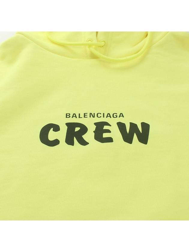 Luxury Balenciaga Crew Logo Print Oversized Hoodie Yellow