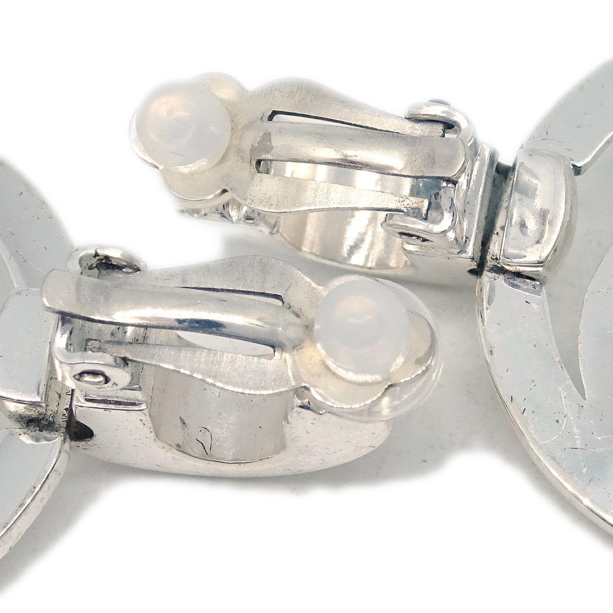 Chanel Turnlock Dangle Earrings Clip-On Silver 97P