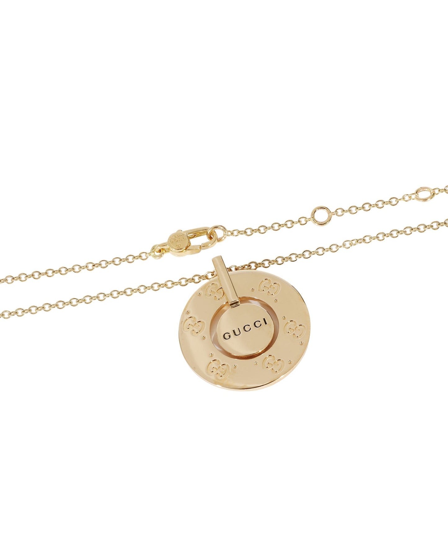 Luxury Gucci Trending 2025 Icon Rotating Disc  Circle Pendant in 18K Yellow Gold