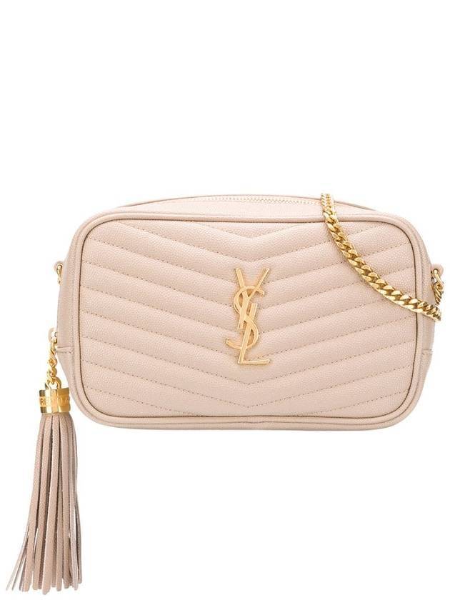 Luxury Saint Laurent Lulu Mini Quilted Grain Leather Cross Bag Beige