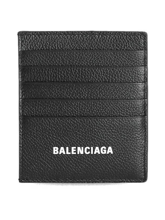 Luxury Balenciaga Logo Vertical Card Wallet Black