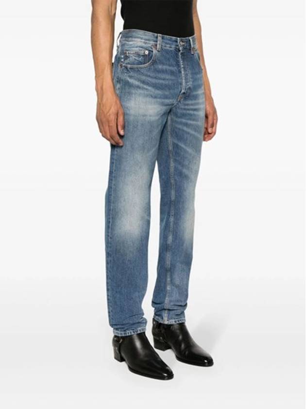 Luxury Saint Laurent Back Logo Patch Biologics Cotton Jeans Blue